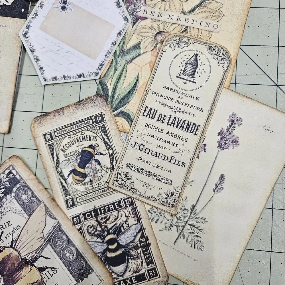 2 Handmade Junk Journals with Pockets Pullouts Bees Mushrooms Woodland Ephemera/